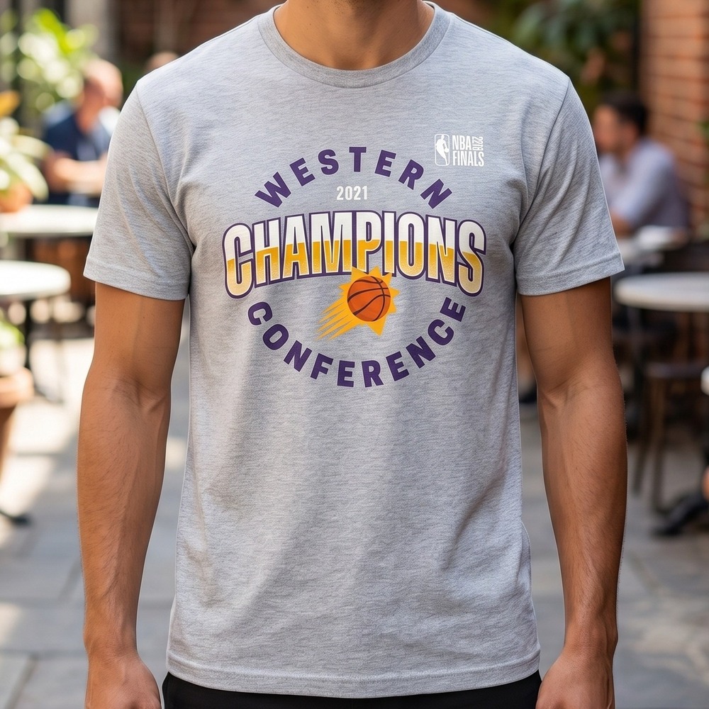 NBA Phoenix Suns 2021 Western Conference Champions Heather Grey Graphic T-Shirt‎